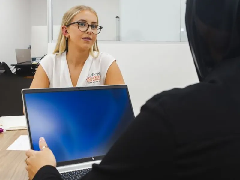 Agent having a meeting to a client